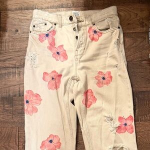 BDG cropped PAX Jeans with Pink Floral Print